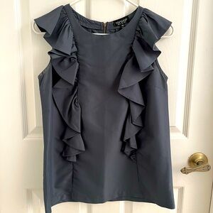 Top shop grey ruffle tank blouse, size 2